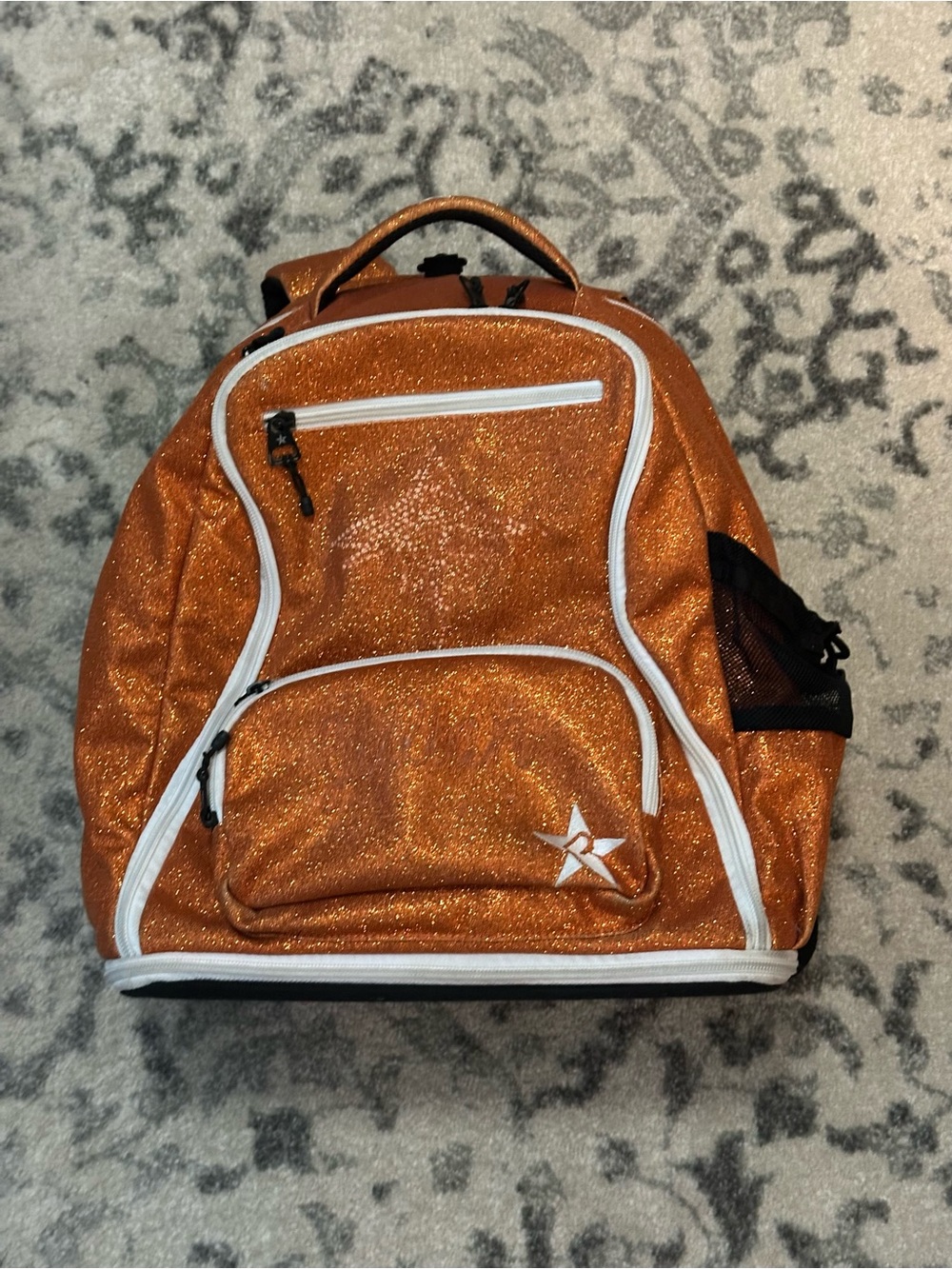 Rebel Dream Orange Glitter Backpack with White Trim